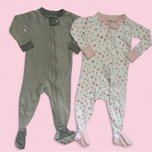 Burt’s Bees Baby Set of 2 Organic Cotton Footie Sleepers Sz 6-9M